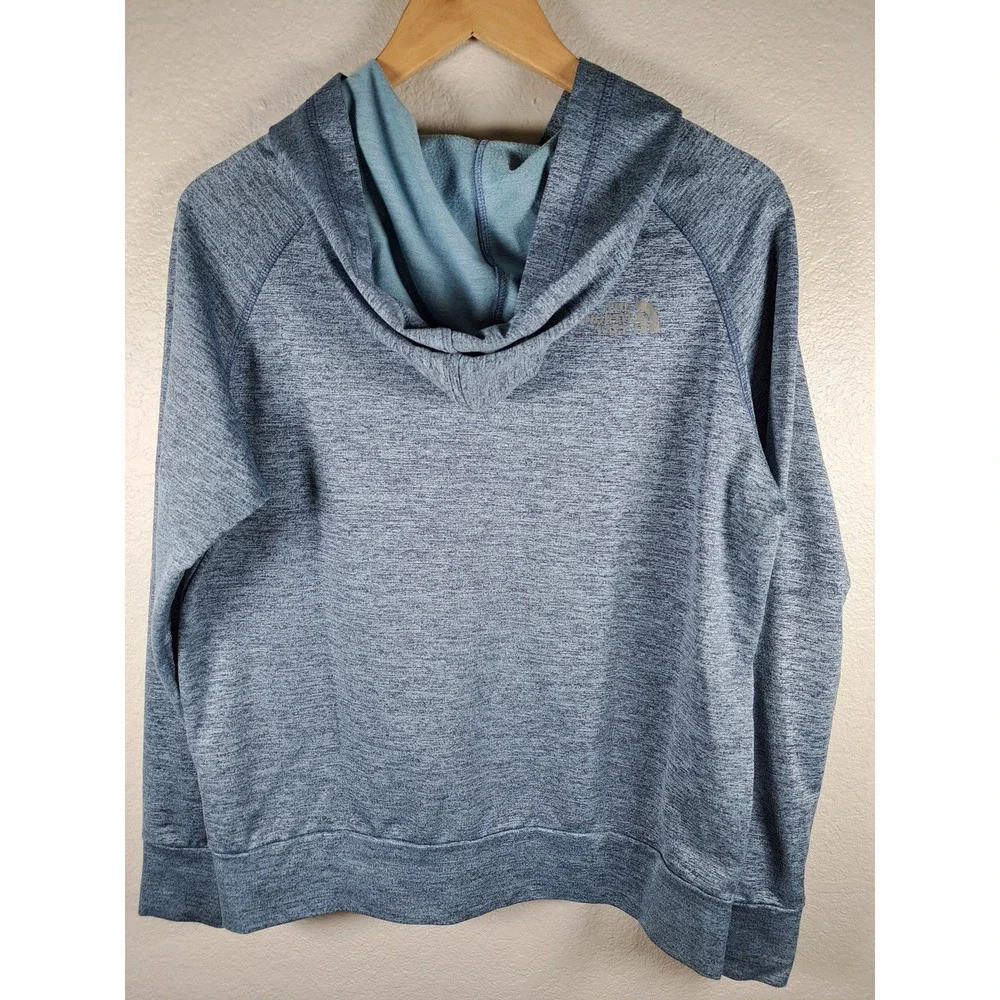 The North Face Summit Series Blue Heather Full Zip Hoodie Mens Medium Raglan - Picture 2 of 7